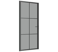 vidaXL Puerta interior corredera 93x201,5 cm – vidrio ESG y marco de aluminio negro