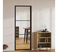 vidaXL Puerta interior vidrio ESG y aluminio negro 76x201,5 cm