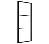 vidaXL Puerta interior vidrio ESG y aluminio negro 76x201,5 cm