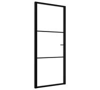 vidaXL Puerta interior vidrio ESG y aluminio negro 93x201,5 cm