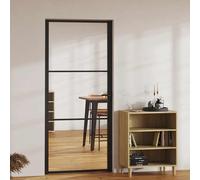 vidaXL Puerta interior vidrio ESG y aluminio negro 93x201,5 cm