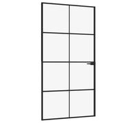 vidaXL Puerta Interior Vidrio Templado y Aluminio Negro 102x201,5 cm, Puerta, Puerta Interior, Puerta Interior acristalada, Puerta de Cristal