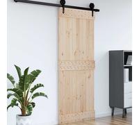 vidaXL Puerta Narvik Natural 80 x 210 cm Madera de Pino Sólido, Puerta Rectangular Moderna, Interior de Pino, Ahorra Espacio, Separador Contemporáneo de Habitaciones, Diseño Funcional