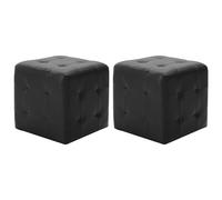 vidaXL Puf 2 unidades cuero sintético negro 30x30x30 cm