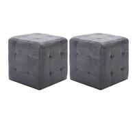 vidaXL Puf 2 Unidades Piel de Ante Artificial Gris 30x30x30 cm