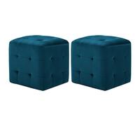Puf 2 unidades terciopelo azul 30x30x30 cm