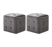 vidaXL Puf 2 unidades terciopelo gris 30x30x30 cm