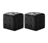 vidaXL Puf 2 unidades terciopelo negro 30x30x30 cm