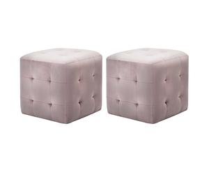 vidaXL Puf 2 unidades terciopelo rosa 30x30x30 cm