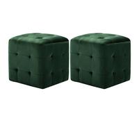 vidaXL Puf 2 unidades terciopelo verde 30x30x30 cm