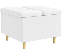 vidaXL Puf con espacio de almacenamiento, blanco, 60 x 60 x 45 cm, revestimiento de cuero sintético