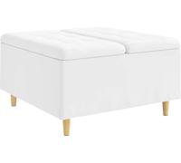 vidaXL: Puf con espacio de almacenamiento, blanco, 80 x 80 x 45 cm, revestimiento de cuero sintético
