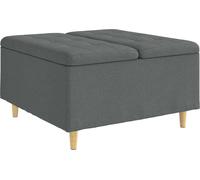 vidaXL: Puf con espacio de almacenamiento, color gris oscuro, 80 x 80 x 45 cm, tapizado en tela