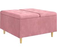 vidaXL: Puf con espacio de almacenamiento, color rosa, 80 x 80 x 45 cm, terciopelo