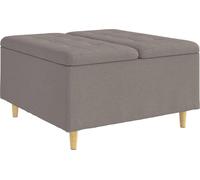 vidaXL: Puf con espacio de almacenamiento, color taupe, 80 x 80 x 45 cm, tapizado en tela