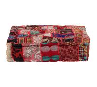 vidaXL Puf cuadrado de pachtwork algodón hecho a mano 50x50x12 cm rojo