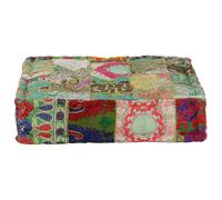 vidaXL Puf cuadrado pachtwork algodón hecho a mano 50x50x12 cm verde
