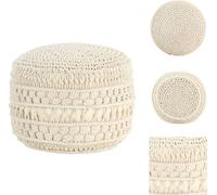 vidaXL Puf de macramé, hecho a mano, 45 x 30 cm, algodón - Taburete acolchado