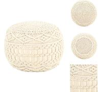 vidaXL Puf de macramé, hecho a mano, 45x30 cm, algodón - Taburete acolchado