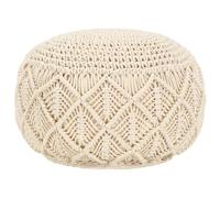 vidaXL Puf de macramé hecho a mano – Algodón, Relleno EPS, Trenzado de yute, Redondo 45x30 cm