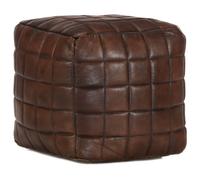 vidaXL Puf marrón oscuro 40x40x40 cm cuero auténtico de cabra