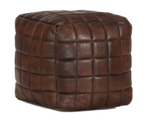 vidaXL Puf marrón oscuro 40x40x40 cm cuero auténtico de cabra