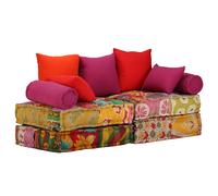 vidaXL Puf Modular de 2 plazas de Tela Patchwork