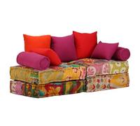 vidaXL Puf modular de 2 plazas de tela patchwork