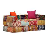 vidaXL Puf modular 2 plazas de tela patchwork