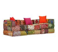 vidaXL Puf modular de 3 plazas de tela patchwork