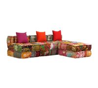 vidaXL Puf modular de 3 plazas de tela patchwork