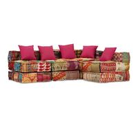 vidaXL Puf modular de 4 plazas de tela patchwork