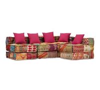 vidaXL Puf modular de 4 plazas – Tela patchwork multicolor