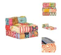 vidaXL: Puf modular de patchwork, tapizado en tela - Cojín para sentarse