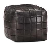 vidaXL Puf negro 40x40x40 cm cuero auténtico de cabra