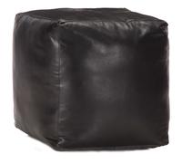 vidaXL Puf negro 40x40x40 cm cuero genuino de cabra
