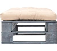 vidaXL: Puf para exteriores hecho con palets, con cojín, en madera de color arena y gris