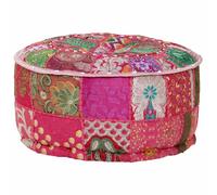 vidaXL Puf redondo de pachtwork algodón hecho a mano 40x20 cm rosa