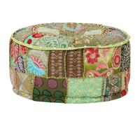 vidaXL Puf redondo de pachtwork algodón hecho a mano 40x20 cm verde
