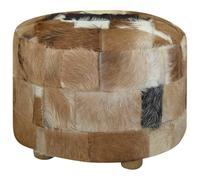 vidaXL Puf Redondo de Piel de Cabra 50x50x45 cm