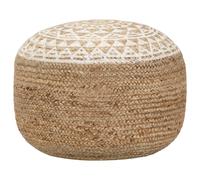 vidaXL Puf tejido a mano de yute blanco 45x30 cm