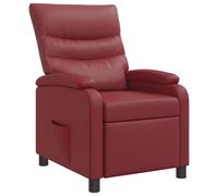 vidaXL Recliner Rojo vino Cuero sintético
