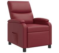 vidaXL Recliner Rojo Vino Cuero sintético