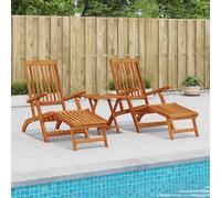 vidaXL Recliner y tumbona plegable 2 uds. Madera de Acacia Sólida