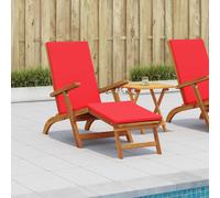 vidaXL Recliner y tumbona plegable 2 uds. Madera de Acacia Sólida Rojo