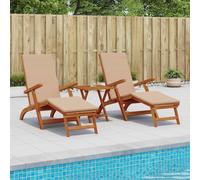 vidaXL Recliner y tumbona plegable 3 uds. Madera de Acacia Sólida Topo