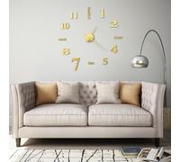vidaXL Reloj 3D de pared con diseño moderno 100 cm XXL dorado