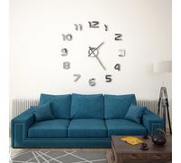 vidaXL Reloj 3D de pared con diseño moderno 100 cm XXL plateado