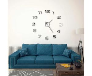 vidaXL Reloj 3D de pared con diseño moderno 100 cm XXL plateado