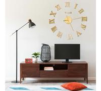vidaXL Reloj 3D de pared con diseño moderno dorado 100 cm XXL